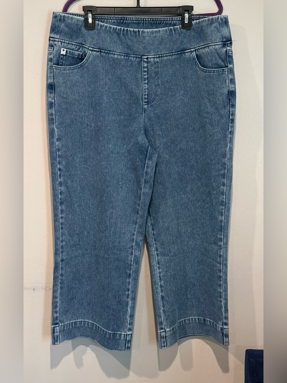 Belle by Kim Gravel Washed Blue Cropped Jeans